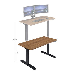 GM Adjustable 47 x 24 Inch Quick Install Workstation, Electric Home Office Sit Stand Desk, Walnut Top Gaming Computer Table