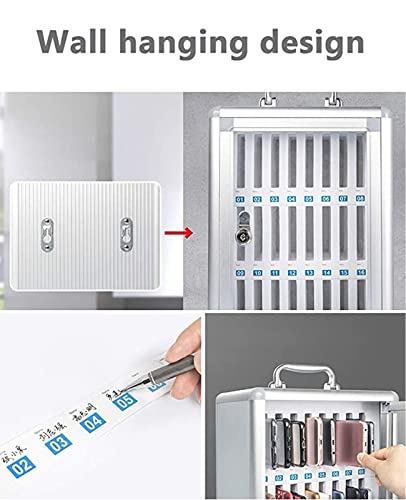 Phone Prison Wall-Mounted Aluminum Alloy Cell Phones Storage Cabinet Pocket Chart Storage Locker Box With Handle And Security Lock For Classroom Office (60 Slots) 16.1"x7.8"x25.3" Combination Safe Val