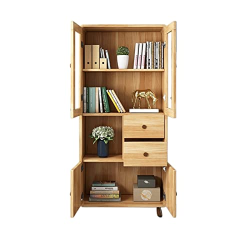 HARAY Wood Bookshelf with Glass Door Children's Bookcase - Office File Storage Cabinet (Color: B)