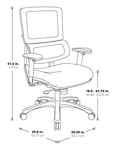 Office Star Pro X996 Manager's Office Chair with Lumbar Support, Black Mesh Back, Aluminum Base