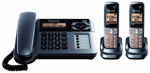Panasonic KX-TG1062M DECT 6.0 Corded/Cordless Phone with Answering Machine, Metallic Gray, 2 Handsets