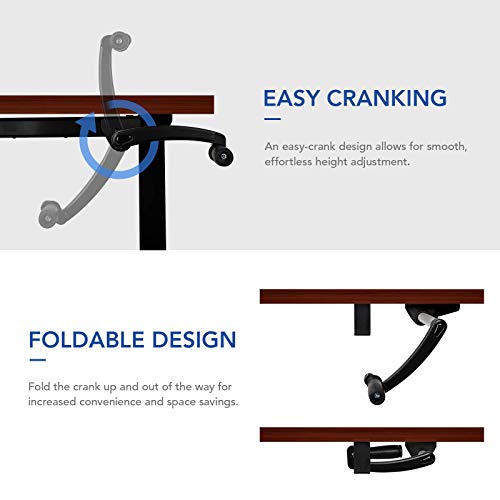 Crank Height Adjustable Computer Laptop Standing Desk with 55 x 28 inches Tabletop Stand up Desk Frame and Desktop Workstation(Black+55" Mahogany)