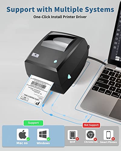 Shipping Label Printer - High Speed 160mm/s Desktop Label Printer 4x6 Thermal Label Maker, Package Address Barcode Printer Support Mac & Windows Compatible with UPS USPS Etsy Shopify Amazon FedEx Ebay