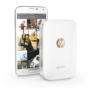 HP Sprocket Portable Photo Printer, X7N07A, Print Social Media Photos on 2x3 Sticky-Backed Paper - White