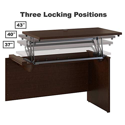 Bush Business Furniture Series C 72W x 36D 3 Position Bow Front Sit to Stand L Shaped Desk with Mobile File Cabinet in Mocha Cherry