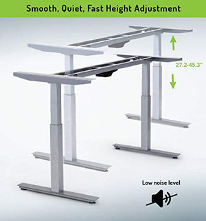 Rise UP Dual Motor Electric Adjustable Height Width Standing Desk Frame with Memory Premium Quality sit Stand up Ergonomic Home Commercial Office Desk Base Legs Base Table no Desktop Computer Gray