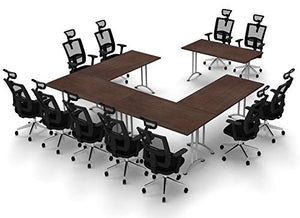 TeamWORK Tables 11 Person Conference Meeting Seminar Tables & Chairs Set - Model 5441, BIFMA Top Spec Commercial Adjustable Manager Chairs - Black Chairs/Java Tables
