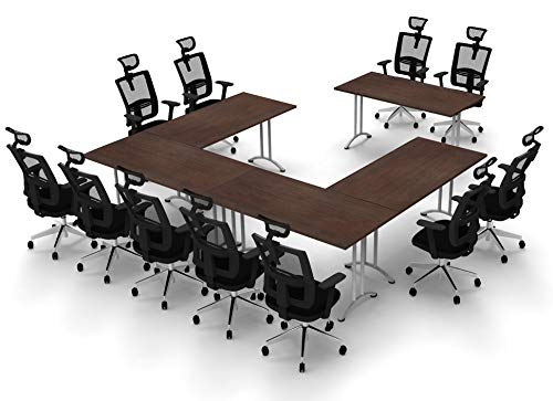 TeamWORK Tables 11 Person Conference Meeting Seminar Tables & Chairs Set - Model 5441, BIFMA Top Spec Commercial Adjustable Manager Chairs - Black Chairs/Java Tables