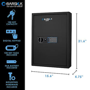 BARSKA Digital Keypad Key Cabinet Safe, Black (AX13370)