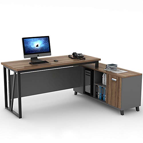 Tribesigns L Shaped Computer Desk, Large Executive Office Desk, 55 Inch Computer Table Workstation with Storage File Cabinet