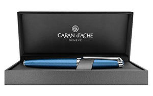 Caran d'Ache Leman Grand Bleu Silver Plated Rhodium Coated Rollerball Pen