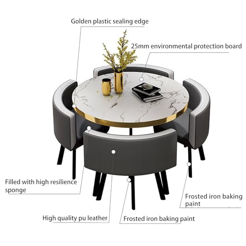 Appleya Round Office Reception Table Set with 4 Chairs, 80cm - Color 06
