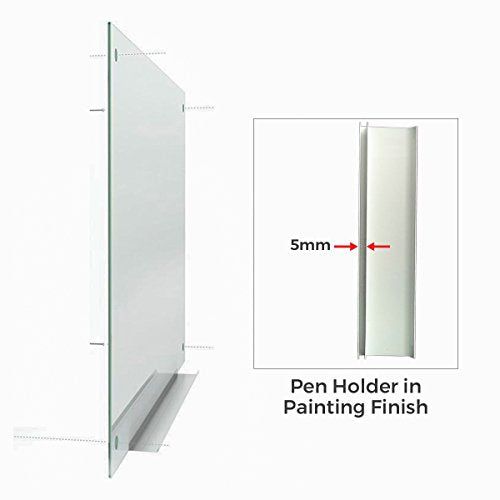 Frameless 48 x 72 Inch Black Glass Magnetic Dry-Erase Board Eased Corners Floating Whiteboard by Fab Glass and Mirror