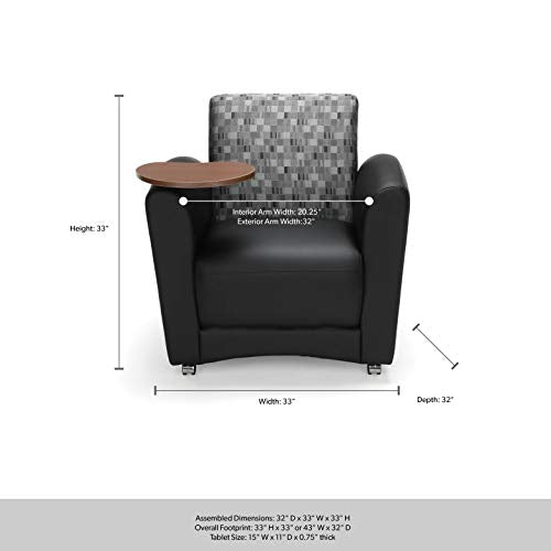 OFM InterPlay Series Single Seat Chair with Bronze Tablet, in Black/Nickel (821-N-606-BRONZ)