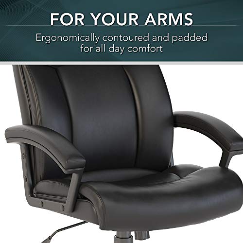 Bush Business Furniture Stanton Plus High Back Leather Executive Office Chair in Black