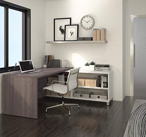Bestar Pro-Linea L-Desk, White/Bark Grey