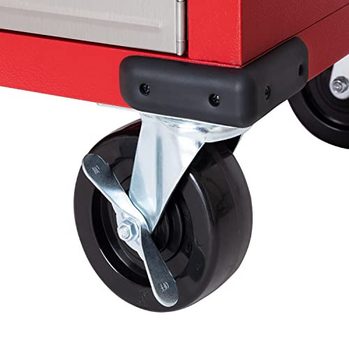 Seville Classics UltraHD Solid Steel Rolling Lockable Storage Cabinet - 36" W x 18" D x 72" H, Red