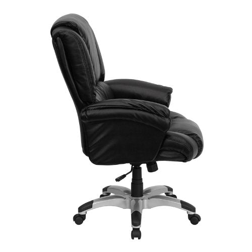 Flash Furniture High Back Black Leather OverStuffed Executive Swivel Chair with Fully Upholstered Arms