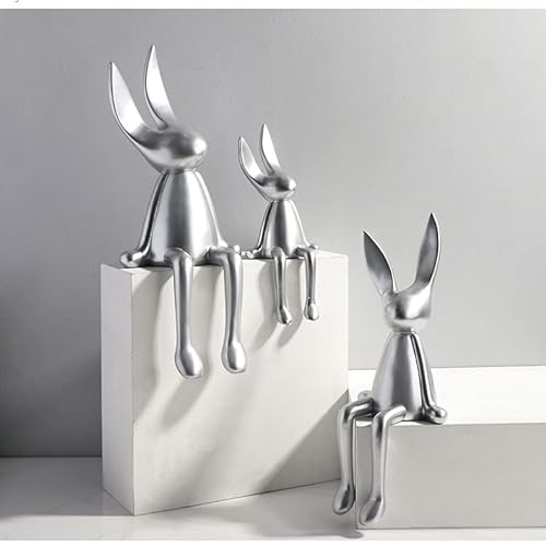 BinOxy Silver Rabbit Sitting Posture Statue Decor (Size B)