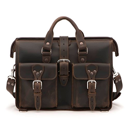 Saddleback Leather Co. Flight Bag 15-inch Full Grain Leather Expandable Laptop Briefcase for Men Includes 100 Year Warranty