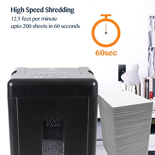 Wolverine 15-Sheet Super Micro Cut High Security Level P-5 Heavy Duty Paper/CD/Credit Card Shredders for Office, Ultra Quiet with Manganese Cutter and 8 Gallons Pullout Waste Bin SD9520 (Black)