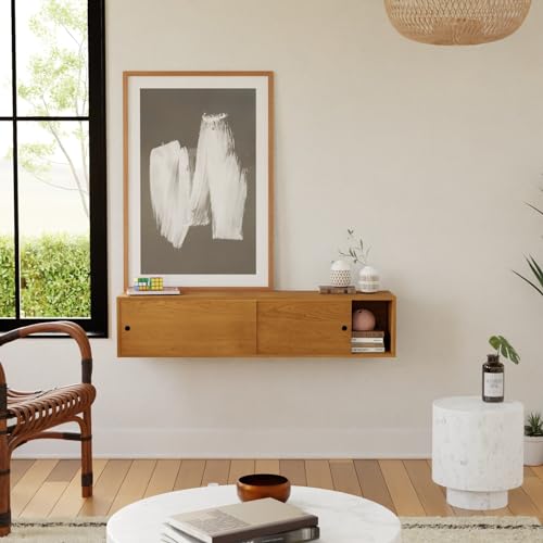 Lschool Cherry Sideboard/Floating Credenza with Sliding Doors