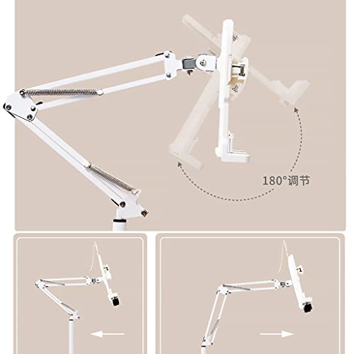 MESURG Adjustable Reading Book Floor Bracket Long Arm Table Bed Reading Book Stand Multi Angle Rotation Adjustable Reading Book Floor Holder,Heavy Duty Floor Multi-Function Bookstand (Size : No lamp)