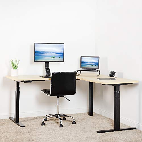 VIVO Black Electric Motor Height Adjustable Corner 3 Leg Standing Desk Frame, Frame Only, Sit Stand Ergonomic L Frame, DESK-V130EB