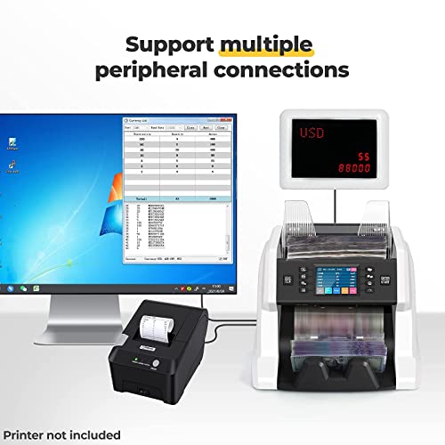 RIBAO BC-55 Mixed Denomination Bill Value Counting Money Counter with RB-58PLUS-RP 58mm Thermal Printer