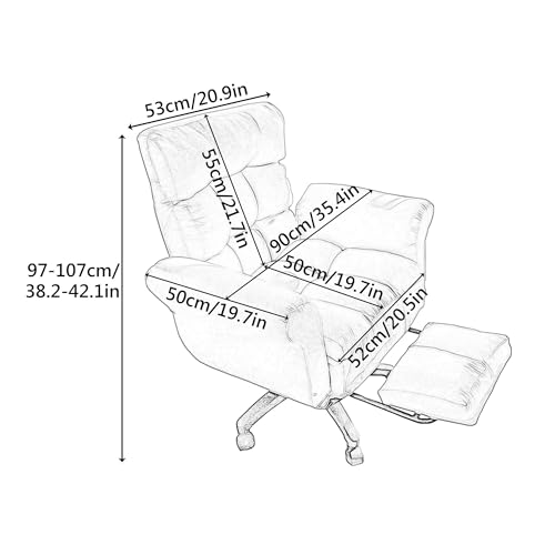 IPSU Home Desk Chair, Cotton and Linen Adjustable Ergonomic Office Chair with Footrest