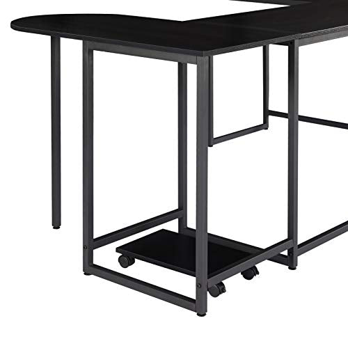 Ai-lir Simple and Stylish Workstation Desk, Base Office Biz Desk, Bivalent Study Desk, Industrial Corner Desk with CPU Bracket, U-Shaped Computer Desk Easy to Assemble