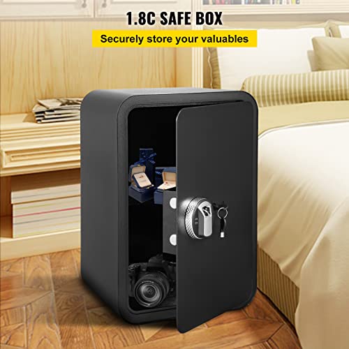 VEVOR Safe Box, 1.8 Cubic Feet Money Safe with Fingerprint Lock and Key Lock, Alloy Steel Home Safes with A Removable Shelf, Wall-Mounted Security Safe for Cash, Jewelry, Passports, Documents (Black)