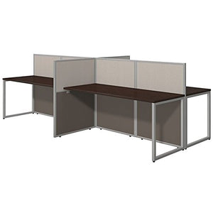 Bush Business Furniture Easy Office 60W 4 Person Straight Desk Open Office in Mocha Cherry