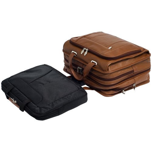 McKlein, S Series, River WEST, Pebble Grain Calfskin Leather, 15" Leather Fly-Through Checkpoint-Friendly Laptop Briefcase, Brown (15714)
