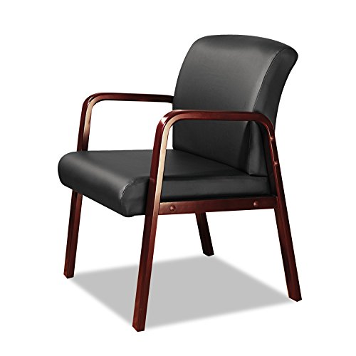 Alera ALERL4319C Reception Lounge Series Guest Chair, Cherry/Black Leather