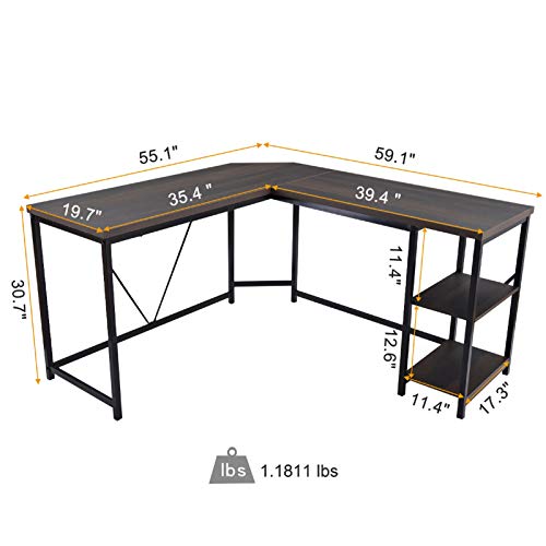 Y-hm Multifunctional, Simple and Stylish Play Desk Workstation for Abode Office, Domicile Office Desk with Adjustable Bookshelf, Gentle to Assemble, Space Economy, Writing Workstation, Desk — L-Sha
