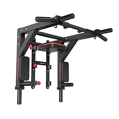 Multi Function Wall Mount Chin Up Bar Height Adjustable Pull-Up Bar Multi Grip Strength Training Equipment for Home Gym 880 LB Weight Capacity ( Color : Black )