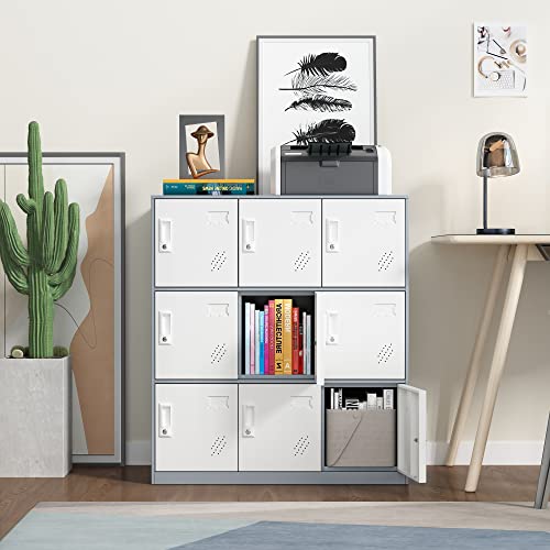 Metal Storage Cabinet with Card Slot - White+Gray 37.8" L*37.8" W*4.33" H