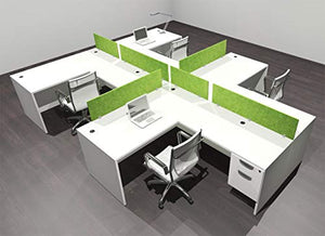 UTM Furniture Modern Acoustic Divider Office Workstation Desk Set - Four Person, OF-CPN-SPRA57