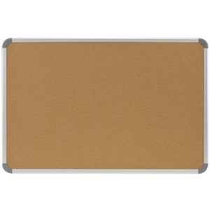 Ghent 4"x8" Aluminum Radial Edge Euro-Style Frame Natural Cork Bulletin Board, Made in the USA