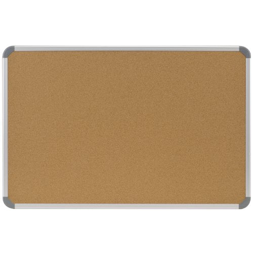 Ghent 4"x8" Aluminum Radial Edge Euro-Style Frame Natural Cork Bulletin Board, Made in the USA