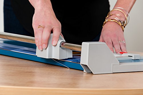 Dahle 556 Professional Rolling Trimmer, 37-3/4" Cut Length, 14 Sheet Capacity, Self-Sharpening, Automatic Clamp, German Engineered Paper Cutter, Blue, Gray (00556-21248)