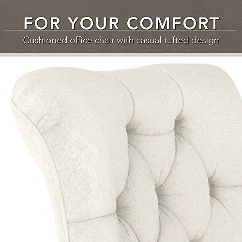 Bush Furniture Key West 54W Computer Desk with Mid Back Tufted Office Chair in Washed Gray