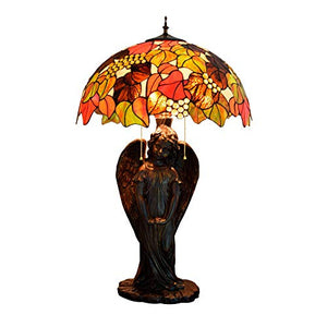 NINGZ Handmade Stained Glass Table Lamp Tiffany Beautiful Leaves Glass Desk Lamp