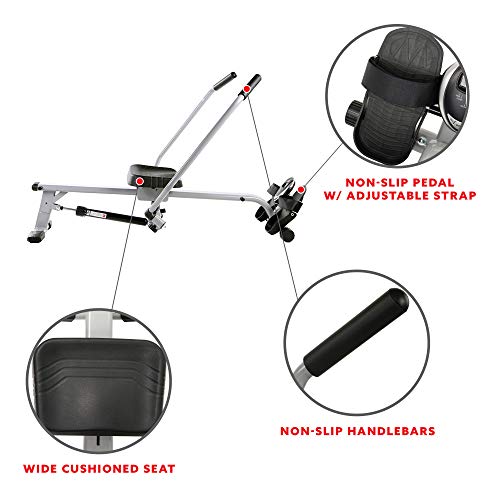 Sunny Health & Fitness SF-RW5639 Full Motion Rowing Machine Rower w/ 350 lb Weight Capacity and LCD Monitor