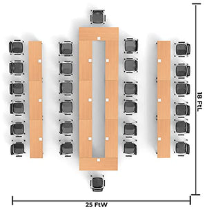 Team Tables 26 Person Training Meeting Seminar Classroom Model 5661 Folding Industrial Caster Z-Base - Beech, Modesty Panel, Shelf, Power+USB Outlet, Seating Included