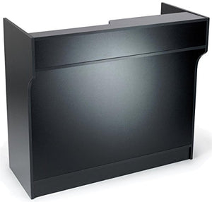 Free-Standing Black Melamine Register Stand, with Adjustable Shelves, Pull-Out Drawer, and Check Writing Area