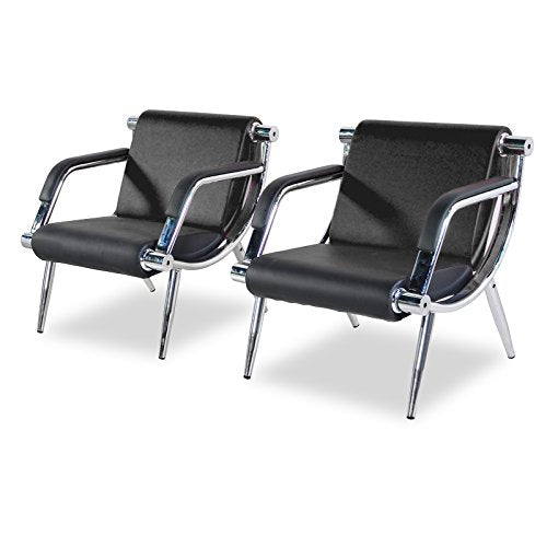 Bestmart INC Modern PU Leather Office Sofa Set, Black, 3-Seat & Single Chair