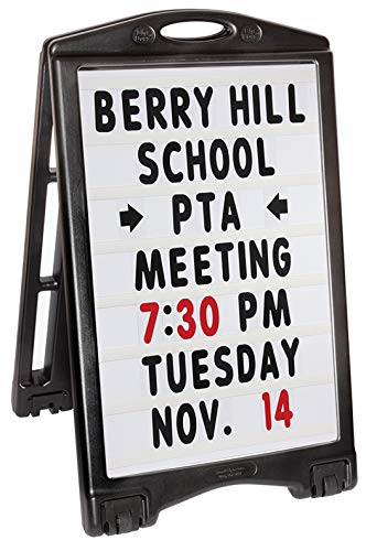 A-Plus Standard Message Board Sign 27" x 48" | Large Rolling Double-Sided A-Frame Sidewalk Sign with Letters & Numbers | Outdoor Folding Sandwich Board