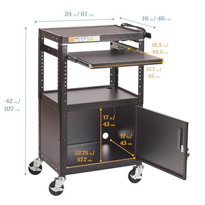 ECR4Kids AV Presentation Cart Stand with Storage Box, Rolling Storage, Black